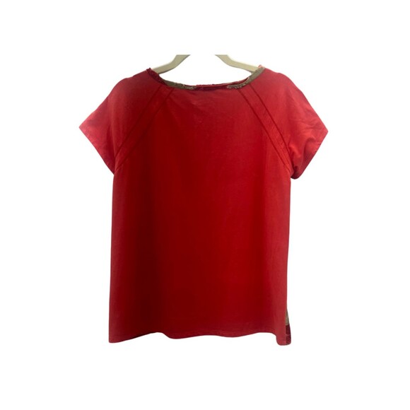 Max & Co Red & Tan Striped Short Sleeve Shirt Women's Medium Italy - Picture 2 of 4